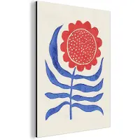 MuchoWow Wanddecoratie Metaal - Aluminium Schilderij Industrieel - Bloem - Plant - Rood - Blauw - 30x40 cm - Dibond - Foto op aluminium - Industriële muurdecoratie - Voor de woonkamer/slaapkamer