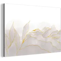 MuchoWow Wanddecoratie Metaal - Aluminium Schilderij Industrieel - Marmerlook - Grijs - Goud - Chic - Marmer - 180x120 cm - Dibond - Foto op aluminium - Industriële muurdecoratie - Voor de woonkamer/slaapkamer