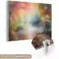 MuchoWow Glasschilderij 60x40 cm - Schilderij acrylglas - Landschap - Olieverf - Kleurrijk - Natuur - Foto op glas - Muurdecoratie woonkamer - Wanddecoratie slaapkamer - Schilderijen