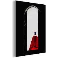 MuchoWow Wanddecoratie Metaal - Aluminium Schilderij Industrieel - Deur - Man - Rood - Zwart - 60x80 cm - Dibond - Foto op aluminium - Industriële muurdecoratie - Voor de woonkamer/slaapkamer