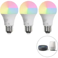 LUEDD Set van 3 smart E27 LED lampen A60 mat RGBW 8,5W 806 lm 2700K