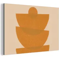 MuchoWow Wanddecoratie Metaal - Aluminium Schilderij Industrieel - Geometrie - Vormen - Geel - Pastel - 90x60 cm - Dibond - Foto op aluminium - Industriële muurdecoratie - Voor de woonkamer/slaapkamer
