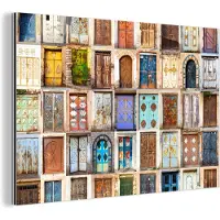 MuchoWow Wanddecoratie Metaal - Aluminium Schilderij Industrieel - Deuren - Architectuur - Vintage - Collage - 60x40 cm - Dibond - Foto op aluminium - Industriële muurdecoratie - Voor de woonkamer/slaapkamer
