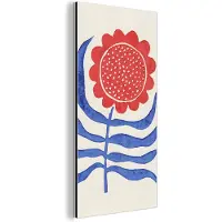 MuchoWow Wanddecoratie Metaal - Aluminium Schilderij Industrieel - Bloem - Plant - Rood - Blauw - 20x40 cm - Dibond - Foto op aluminium - Industriële muurdecoratie - Voor de woonkamer/slaapkamer