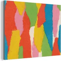 MuchoWow Wanddecoratie Metaal - Aluminium Schilderij Industrieel - Abstract - Vormen - Collage - Retro - 40x30 cm - Dibond - Foto op aluminium - Industriële muurdecoratie - Voor de woonkamer/slaapkamer
