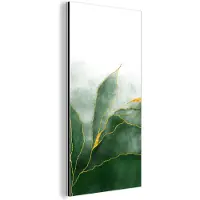 MuchoWow Wanddecoratie Metaal - Aluminium Schilderij Industrieel - Marmer - Groen - Luxe - Goud - Marmerlook - 40x80 cm - Dibond - Foto op aluminium - Industriële muurdecoratie - Voor de woonkamer/slaapkamer