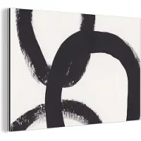 MuchoWow Wanddecoratie Metaal - Aluminium Schilderij Industrieel - Abstract - Vormen - Zwart - Cirkels - 90x60 cm - Dibond - Foto op aluminium - Industriële muurdecoratie - Voor de woonkamer/slaapkamer