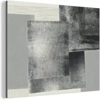 MuchoWow Wanddecoratie Metaal - Aluminium Schilderij Industrieel - Abstract - Grijs - Zwart - Kubus - 160x120 cm - Dibond - Foto op aluminium - Industriële muurdecoratie - Voor de woonkamer/slaapkamer