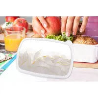 MuchoWow Broodtrommel Wit - Lunchbox - Brooddoos - Marmerlook - Grijs - Goud - Chic - Marmer - 18x12x6 cm - Volwassenen