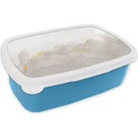 MuchoWow Broodtrommel Blauw - Lunchbox - Brooddoos - Marmerlook - Grijs - Goud - Chic - Marmer - 18x12x6 cm - Kinderen - Jongen
