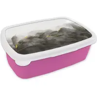 MuchoWow Broodtrommel Roze - Lunchbox - Brooddoos - Marmer - Zwart - Goud - Luxe - Marmerlook - 18x12x6 cm - Kinderen - Meisje