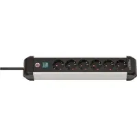Brennenstuhl 1391030600 Alu-Line PDU | Stekkerdoos | 16A met 6x Type F Stopcontacten | Aan/uit Schakelaar | 3 meter