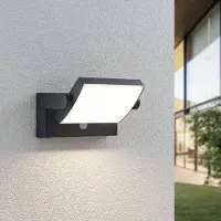LINDBY Wandlamp buiten met bewegingssensor Sherin , zwart, Aluminium, Modern
