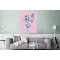 MuchoWow Wanddecoratie Metaal - Aluminium Schilderij Industrieel - Bloemen - Vaas - Roze - Planten - 90x120 cm - Dibond - Foto op aluminium - Industriële muurdecoratie - Voor de woonkamer/slaapkamer