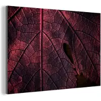 MuchoWow Wanddecoratie Metaal - Aluminium Schilderij Industrieel - Abstract - Rood - Bladeren - Plant - 180x120 cm - Dibond - Foto op aluminium - Industriële muurdecoratie - Voor de woonkamer/slaapkamer