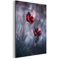 MuchoWow Wanddecoratie Metaal - Aluminium Schilderij Industrieel - Bloemen - Rood - Planten - Natuur - 60x80 cm - Dibond - Foto op aluminium - Industriële muurdecoratie - Voor de woonkamer/slaapkamer
