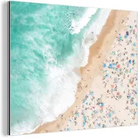 MuchoWow Wanddecoratie Metaal - Aluminium Schilderij Industrieel - Zee - Strand - Parasols - Zomer - 40x30 cm - Dibond - Foto op aluminium - Industriële muurdecoratie - Voor de woonkamer/slaapkamer