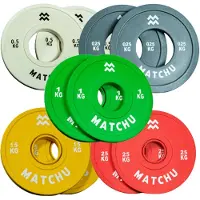 Matchu Sports Fractional plates - Set - 2x elk gewicht - Grijs, beige, groen, geel, rood - Rubber