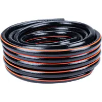 Black & Decker Tuinslang 25 Meter - 13MM - Duurzaam PVC - Tuin Besproeien, Auto Wassen, Zwembad Vullen - Past op Elke Standaard Kraan - Zwart/Oranje