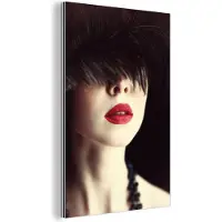 MuchoWow Wanddecoratie Metaal - Aluminium Schilderij Industrieel - Vrouw - Lippen - Rood - Portret - 120x180 cm - Dibond - Foto op aluminium - Industriële muurdecoratie - Voor de woonkamer/slaapkamer