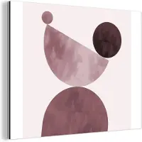 MuchoWow Wanddecoratie Metaal - Aluminium Schilderij Industrieel - Vormen - Abstract - Pastel - Roze - 120x90 cm - Dibond - Foto op aluminium - Industriële muurdecoratie - Voor de woonkamer/slaapkamer