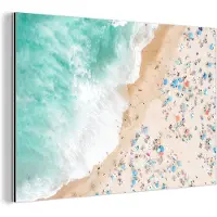 MuchoWow Wanddecoratie Metaal - Aluminium Schilderij Industrieel - Zee - Strand - Parasols - Zomer - 30x20 cm - Dibond - Foto op aluminium - Industriële muurdecoratie - Voor de woonkamer/slaapkamer