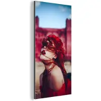 MuchoWow Wanddecoratie Metaal - Aluminium Schilderij Industrieel - Kasteel - Rood - Vrouw - Portret - 20x40 cm - Dibond - Foto op aluminium - Industriële muurdecoratie - Voor de woonkamer/slaapkamer