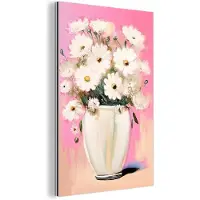 MuchoWow Wanddecoratie Metaal - Aluminium Schilderij Industrieel - Bloemen - Vaas - Planten - Wit - 40x60 cm - Dibond - Foto op aluminium - Industriële muurdecoratie - Voor de woonkamer/slaapkamer