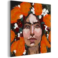 MuchoWow Wanddecoratie Metaal - Aluminium Schilderij Industrieel - Abstract - Vrouw - Portret - Verf - 20x20 cm - Dibond - Foto op aluminium - Industriële muurdecoratie - Voor de woonkamer/slaapkamer
