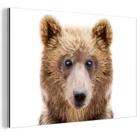 MuchoWow Wanddecoratie Metaal - Aluminium Schilderij Industrieel - Beer - Bruin - Dieren - Natuur - 180x120 cm - Dibond - Foto op aluminium - Industriële muurdecoratie - Voor de woonkamer/slaapkamer