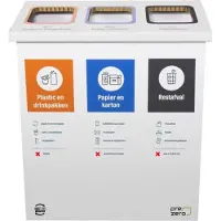 KarTent Kartonnen eco bin drie vakken - GFT - Plastic/drinkpakken - Rest - Afvalscheiden -