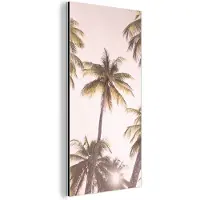MuchoWow Wanddecoratie Metaal - Aluminium Schilderij Industrieel - Palmbomen - Groen - Zon - Natuur - 80x160 cm - Dibond - Foto op aluminium - Industriële muurdecoratie - Voor de woonkamer/slaapkamer