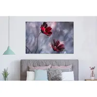 MuchoWow Wanddecoratie Metaal - Aluminium Schilderij Industrieel - Bloemen - Rood - Planten - Natuur - 150x100 cm - Dibond - Foto op aluminium - Industriële muurdecoratie - Voor de woonkamer/slaapkamer