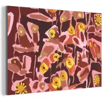 MuchoWow Wanddecoratie Metaal - Aluminium Schilderij Industrieel - Bruin - Retro - Vlinders - Dieren - Hippie - 30x20 cm - Dibond - Foto op aluminium - Industriële muurdecoratie - Voor de woonkamer/slaapkamer
