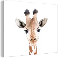 MuchoWow Wanddecoratie Metaal - Aluminium Schilderij Industrieel - Giraffe - Dieren - Natuur - Portret - 120x90 cm - Dibond - Foto op aluminium - Industriële muurdecoratie - Voor de woonkamer/slaapkamer