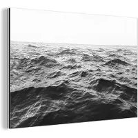 MuchoWow Wanddecoratie Metaal - Aluminium Schilderij Industrieel - Zee - Water - Natuur - Zwart wit - 120x80 cm - Dibond - Foto op aluminium - Industriële muurdecoratie - Voor de woonkamer/slaapkamer