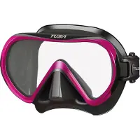 Tusa INO Duikmasker voor Volwassenen – Compact snorkelmasker met single lens en hypoallergene siliconen skirt, comfortabel en eenvoudig in gebruik – Zwart/Roze – M1011QB RP