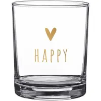 Clayre & Eef Waterglas 230 ml Glas Hart Happy Drinkbeker Transparant Drinkbeker