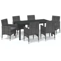 vidaXL 7-delige tuinset met kussens, grijs, van polyrotan