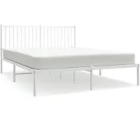 vidaXL Bedframe met hoofdbord metaal wit 160x200 cm