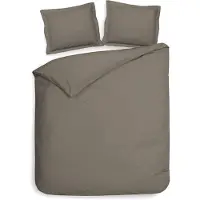 Heckett & Lane Dekbedovertrek Punto Katoen-Satijn - Taupe 140 x 200/220