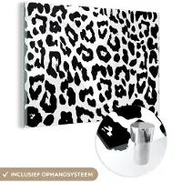 MuchoWow Glasschilderij 180x120 cm - Schilderij acrylglas - Design - Dierenprint - Zwart - Wit - Foto op glas - Schilderijen