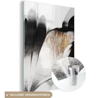 MuchoWow Glasschilderij 120x160 cm - Schilderij acrylglas - Goud - Abstract - Design - Foto op glas - Schilderijen