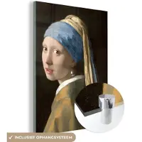 MuchoWow Glasschilderij 120x160 cm - Schilderij acrylglas - Meisje met de parel - Schilderij - Oude meesters - Vermeer - Foto op glas - Schilderijen