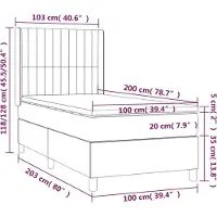 vidaXL Boxspring met matras stof lichtgrijs 100x200 cm