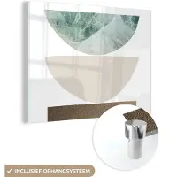 MuchoWow Glasschilderij 160x120 cm - Schilderij acrylglas - Geometrische vormen - Minimalisme - Pastel - Foto op glas - Schilderijen