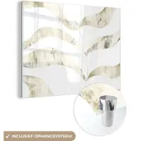 MuchoWow Glasschilderij 160x120 cm - Schilderij acrylglas - Bladeren - Pastel - Design - Foto op glas - Schilderijen