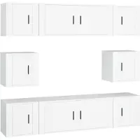 vidaXL 8-delige Tv-meubelset bewerkt hout wit