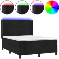 vidaXL Boxspringbed met matras en LED-verlichting, zwart, 140x200 cm, fluweel
