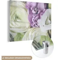 MuchoWow Glasschilderij 160x120 cm - Schilderij acrylglas - Bloemen - Rozen - Natuur - Foto op glas - Schilderijen